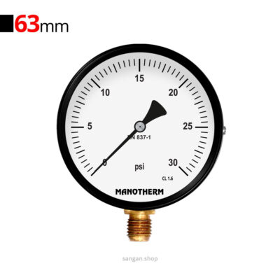 گیج فشار برنجی عمودی 30psi مانوترم