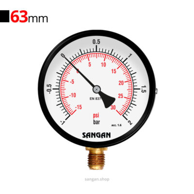 گیج فشار برنجی عمودی 2+1- بار مدل PG1/A سنگان