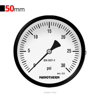 گیج فشار برنجی افقی 30psi مانوترم