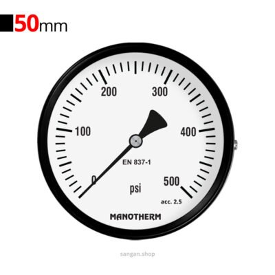 گیج فشار برنجی افقی 500psi مانوترم