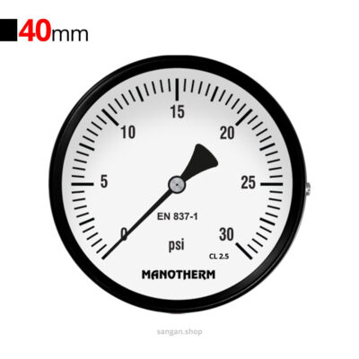 گیج فشار برنجی افقی 30psi مانوترم